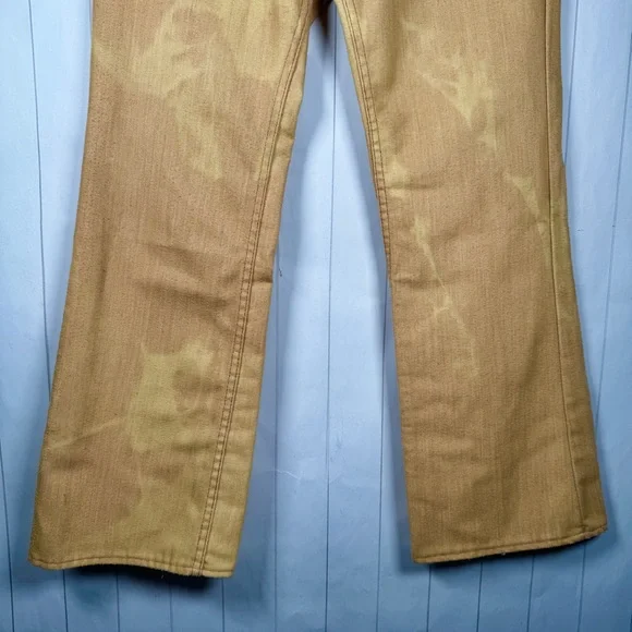 VTG 70s Put On Shop Sears Tan Tie Dye Jeans Retro Hipster Hippie Pants 31x30